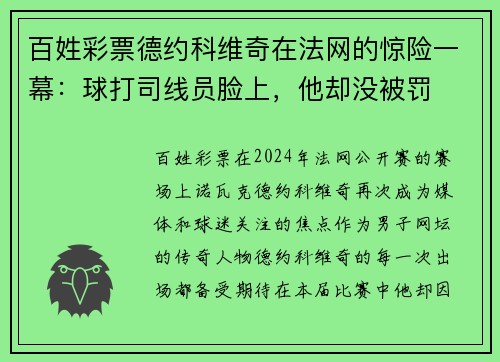 百姓彩票德约科维奇在法网的惊险一幕：球打司线员脸上，他却没被罚